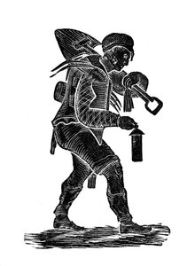 The coal miner carrying his tools and safety lamp, 1890