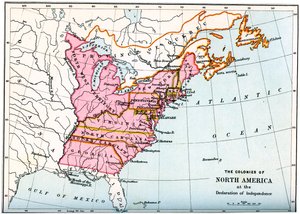 The colonies of North America at the declaration of independence