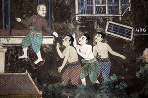 The Interior of the Silver Pagoda Compound Walls Covered with Murals Depicting Stories from the Reamker (Khmer Version of the Ramayana)