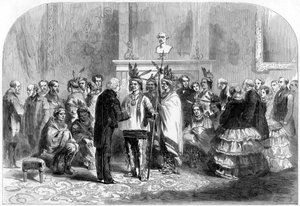 The President of the United States Inducing the Hostile Tribes to Shake Hands