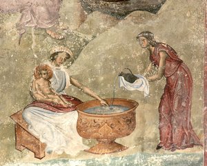 The Washing of the Child in the Nativity Scene by Unbekannt