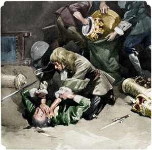 Thomas Blood Attempting to Steal the Crown Jewels from the Tower of London in 1671