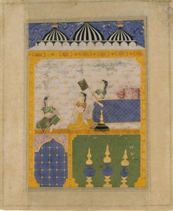 Three Ladies in a Palace Interior: Page from a Dispersed Laur Chanda
