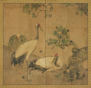 Three Cranes Under a Tree, Edo Period, 1615-1868 by Unbekannt