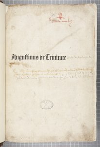 Title page of De Trinitate and De Civitate Dei cum commento, written by Augustine of Hippo by Unbekannt