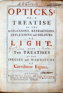 Title Page of Opticks by English Scientist and Mathematician Isaac Newton by Unbekannt