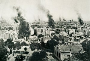 Tragic Week 1909, Fire of convents. Image published in the magazine 