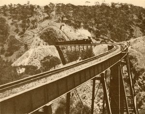 Train Passing Over Viaduct, Mount Lofty Range, South Australia