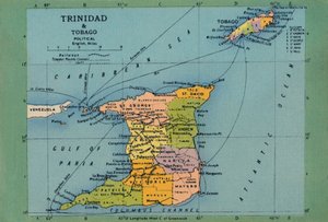 Trinidad & Tobago Map, c1940s by Unbekannt
