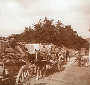 Troops in Horse-Drawn Carts, Raux, France