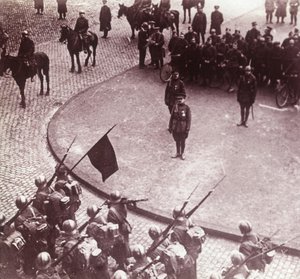 Troops Marching, Aachen, Germany, c1914-c1918