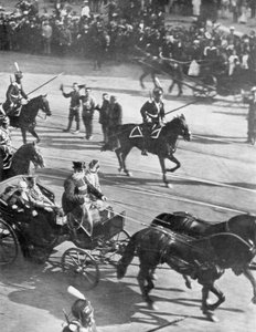 Tsar Nicholas II with visiting French President Poincare, St Petersburg, Russia, 21 July 1914