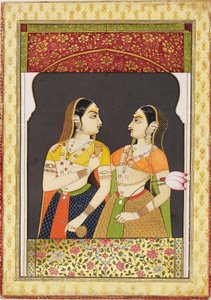 Two Girls in an Archway with a Curtain, 19th Century by Unbekannt