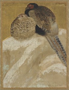 Two Pheasants on a Snow Bank by Unbekannt