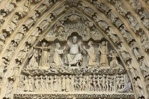 Tympanum of the Portal of the Last Judgement: Christ of Judgment, Virgin Mary and St. John Intercede for the Salvation of Souls, Amiens Cathedral by Unbekannt
