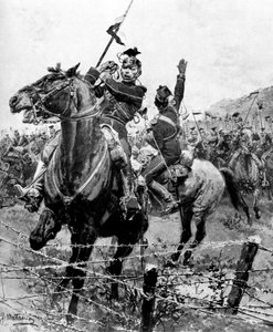Uhlans Checked by Barbed Wire Near Liege, Belgium, First World War, 1914 by Unbekannt