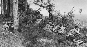 Vanguard of Austro-Hungarian Uhlans Occupying a Clearing in a Forest, World War I