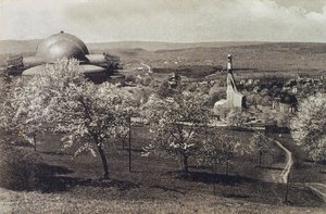 View of the Goetheanum and Heating House, Dornach, Switzerland, 1914-1916 by Unbekannt