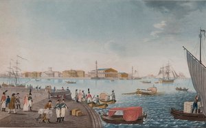 View of the Neva River and the Stock Exchange in Saint Petersburg, Early 1800s by Unbekannt