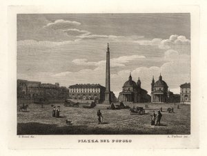 View of the Piazza del Popolo with ancient obelisk from Heliopolis