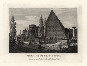 View of the Pyramid of Cestius, Rome by Unbekannt