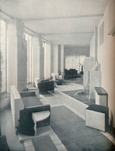 View of the Sun Room in daylight, showing the three windows and columns