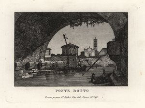 View of the broken Ponte Rotto in the Tiber river by Unbekannt