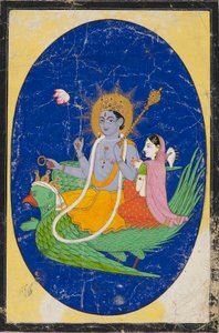 Vishnu and consort mounted on Garuda, 19th century by Unbekannt