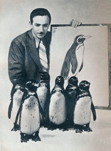 Walt Disney with penguins, 1934-1935 by Unbekannt