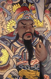 Wat Pho Buddhist Temple Guardian Painted on Door, Bangkok, Thailand by Unbekannt