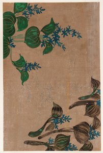 Water plants with blue flowers, Edo period