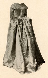 White satin wedding gown worn by Mrs. St. Clair in Philadelphia, 1760