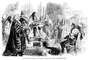 William III giving his royal assent to the Toleration Act by Unbekannt