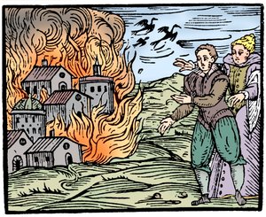 Witches Destroying a House by Fire - Swabia, 1533