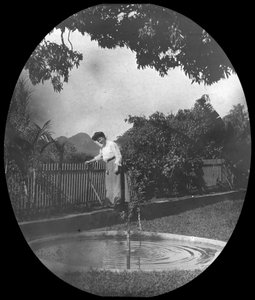 Woman by a Pond in a Garden, Rio de Janeiro, Brazil by Unbekannt