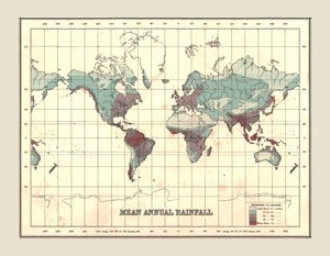 World Map Showing Mean Annual Rainfall by Unbekannt