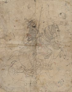 Worship of Brijnathji and Svamini recto, Equestrian Portrait verso