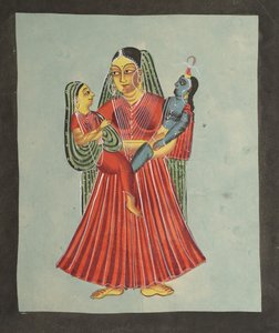 Yasoda Holding Krishna and Radha by Unbekannt