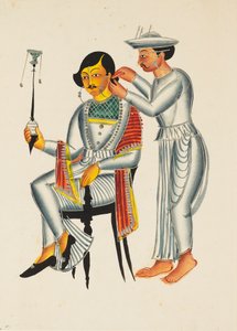 Young Bengali having his ears pierced by Unbekannt
