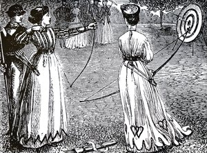 Young Ladies Practising Their Archery Skills by Unbekannt