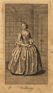 Young lady walking in a panelled room by Unbekannt