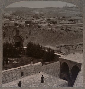 Zion Gate. The Mount of Olives and Mount Scopus in the Distance