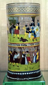 German Enamelled Humpen, Dated 1609, Decorated with Scenes of Celebration by Unbekannt Unbekannt