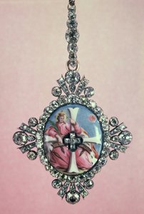 Badge of the Order of St. Catherine, silver set with brilliant cut diamonds and enamel miniature, 1770-80 by Unbekannt Unbekannt
