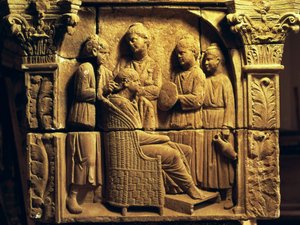 Bas relief of a hairdresser, Roman, c.2nd century by Unbekannt Unbekannt