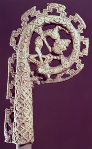 Carved handle of a bishop