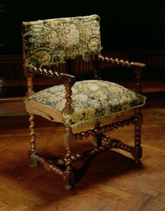 Chair Upholstered in Gros Point Needlework with Turned Bobbin Legs by Unbekannt Unbekannt
