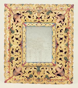 Charles II carved and painted mirror by Unbekannt Unbekannt