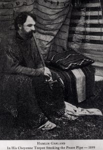 Hamlin Garland in his Cheyenne Teepee Smoking a Peace Pipe, from 