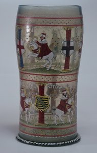 Kurfuerstenhumpen (German Electoral Glass) Enamelled with Scenes of Emperor and Seven Electors Riding White Horses, Bohemian, 1625 by Unbekannt Unbekannt